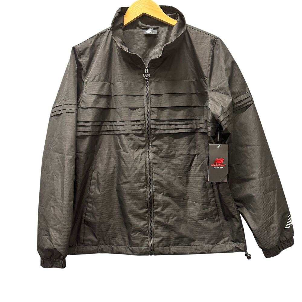 New Balance Jacket Womens Large Black Full Zip Lightweight‎ + Pockets NEW
